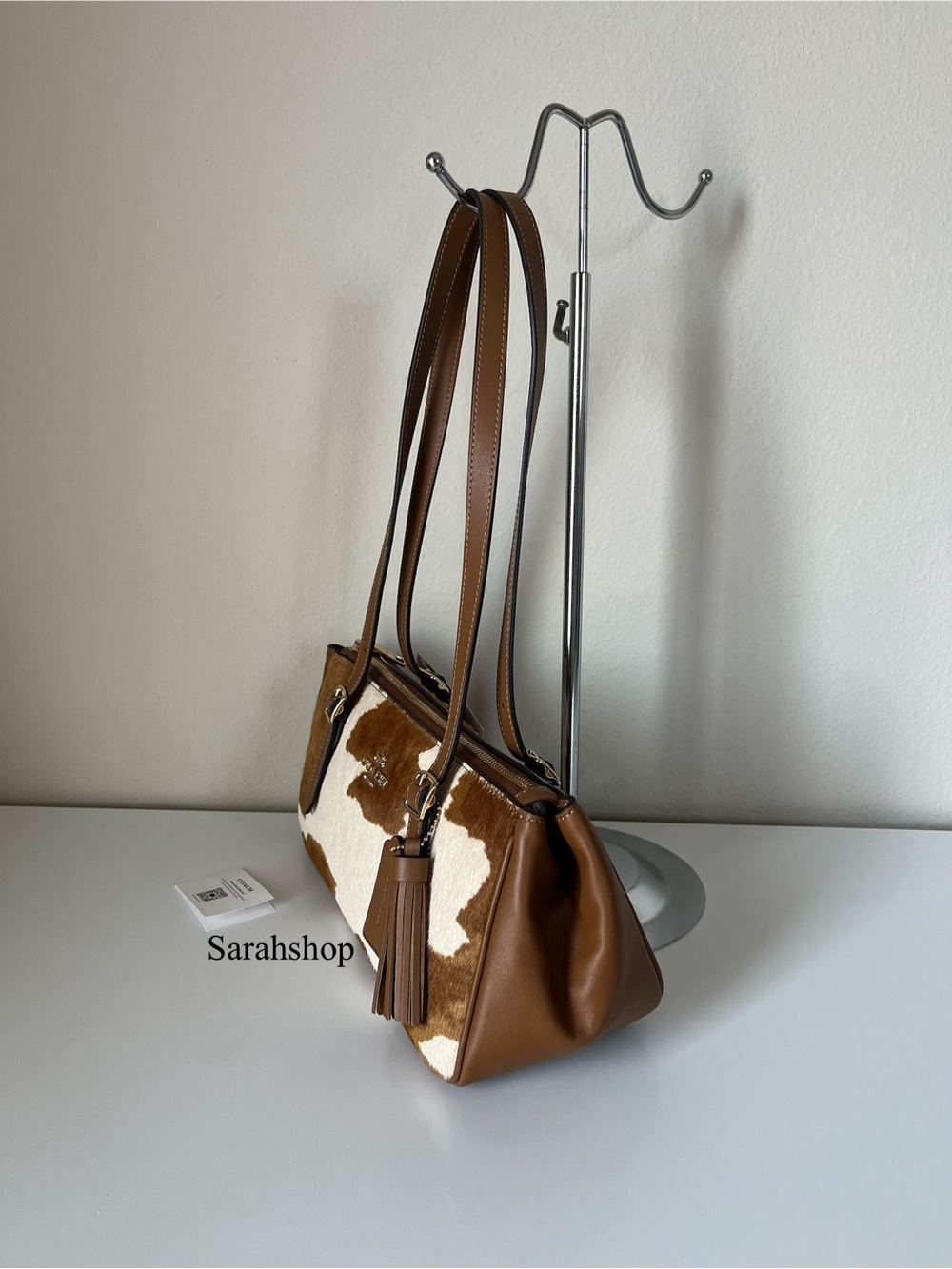 ✅Coach Asher Shoulder Bag In Haircalf With Cow Print - Picture 3 of 10
